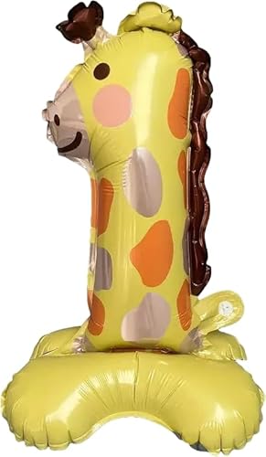 1 Folienballon mit Giraffen-Zahlenständer, 40 cm 1 Folienballon mit Giraffen-Zahlenständer, 40 cm von Zebra Balloons