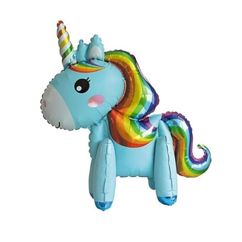 Blauer Regenbogen-Einhorn-Folienballon, stehend, 55 cm Blauer Regenbogen-Einhorn-Folienballon, stehend, 55 cm von Zebra Balloons
