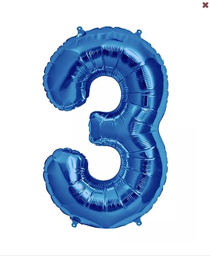 Folienballon, Zahl 3, 35 cm, Blau Folienballon, Zahl 3, 35 cm, Blau von Zebra Balloons