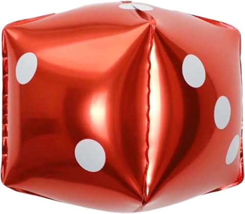Folienballon, klein, Würfel, 18 cm, Rot von Zebra Balloons