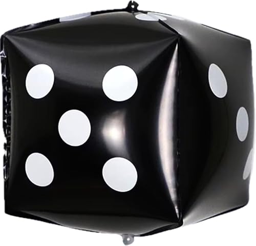 Folienballon, klein, Würfel, 18 cm, Schwarz von Zebra Balloons