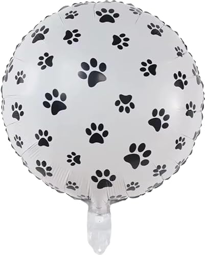 Folienballon, rund, Pfotenform, 33 cm, Schwarz von Zebra Balloons