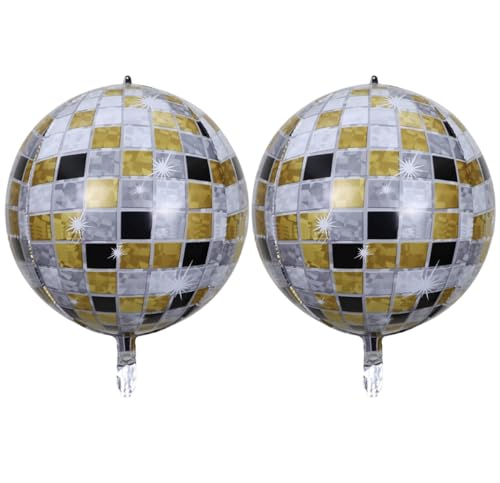 „Zebra Balloons“ 4D Gold Disco Ball Folienballon, 55cm (2er Pack) von "Zebra Balloons