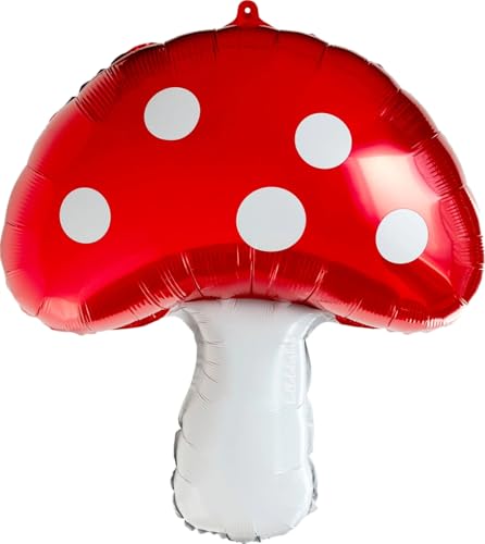 Folienballon Pilz, 70 cm, Rot / Weiß von Zebra Balloons
