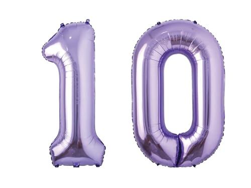 Folienballon Zahl 10, Violett, 101 cm von Zebra Balloons