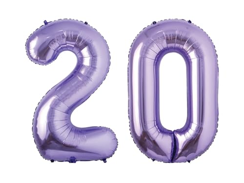Folienballon Zahl 20, Violett, 101 cm von Zebra Balloons