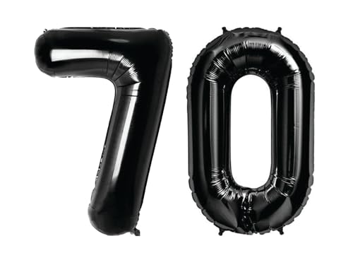Folienballon Zahl 70, Schwarz, 101 cm von Zebra Balloons