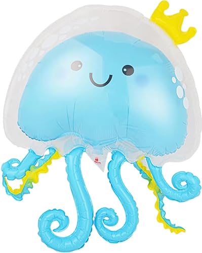 Folienballon mit blauen Qualle, 80 cm von Zebra Balloons