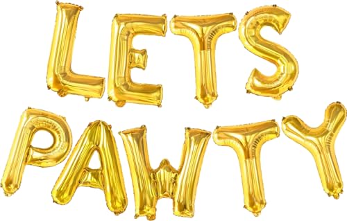 Gold Lets Pawty Folienballon, 1 m, 2 Stück von Zebra Balloons
