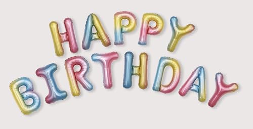Pastell Regenbogen Happy Birthday Banner Folienballon, 2 m (2 Stück) von Zebra Balloons