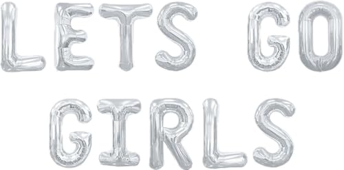 Silver Lets Go Girls Balloon Folienballon 1m (2 Pack) von Zebra Balloons