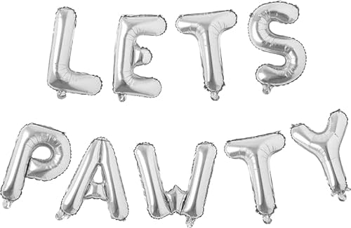 Silver Lets Pawty Folienballon, 1 m von Zebra Balloons