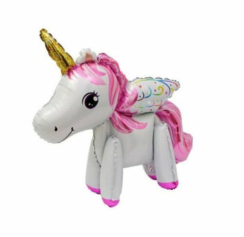 Weiße Flügel Einhorn stehender Folienballon, 55 cm Weiße Flügel Einhorn stehender Folienballon, 55 cm von Zebra Balloons