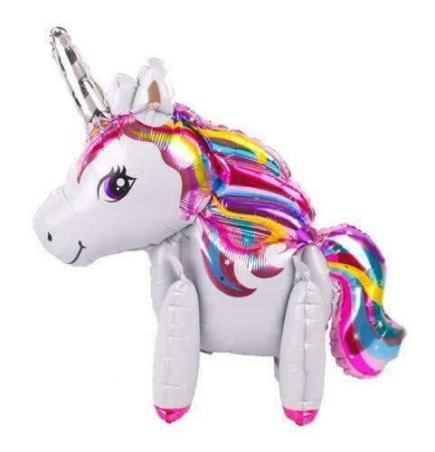 Weißer Einhorn-Folienballon, stehend, 55 cm, 2 Stück Weißer Einhorn-Folienballon, stehend, 55 cm, 2 Stück von Zebra Balloons