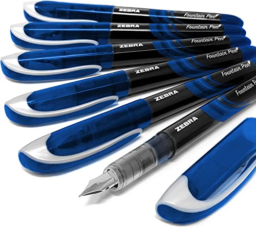 Zebra Fuente – Einweg-Füllfederhalter, Blau Tinte, 6 Stück von ‎Zebra Pen