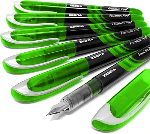 Zebra Fuente – Einweg-Füllfederhalter, Grün Tinte, 6 Stück von Zebra Pen