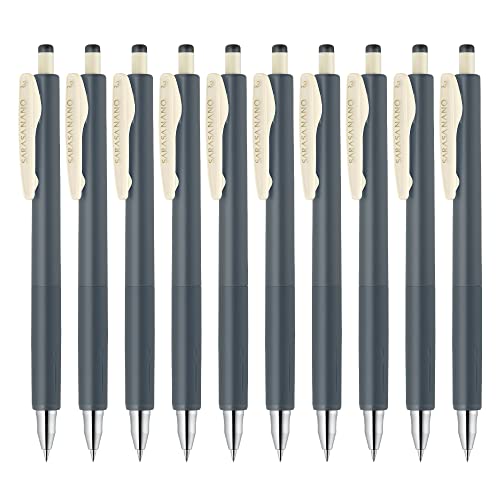 Zebra B-JJH72-VDG Sarasa Nano Gel-Kugelschreiber, 0,3 mm, Dunkelgrau, 10 Stück von Zebra Pen