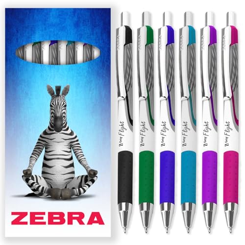 Zebra Classic Z-Grip Flight Kugelschreiber, 1,2 mm, Schwarz, Grün, Blau, Hellblau, Lila und Rosa, 6 Stück, in Geschenkbox aus Karton Zebra Classic Z-Grip Flight Kugelschreiber, 1,2 mm, Schwarz, Grün, Blau, Hellblau, Lila und Rosa, 6 Stück, in Geschenkbox aus Karton von Zebra Pen