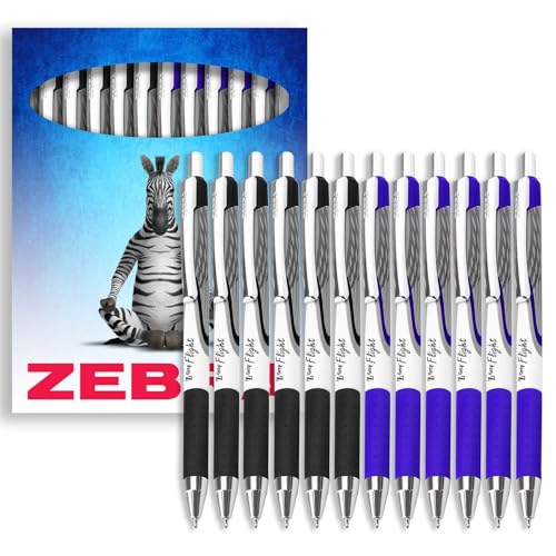 Zebra Classic Z-Grip Flight Kugelschreiber, 1,2 mm, schwarze und blaue Tinte, 12 Stück, in Geschenkbox aus Karton von Zebra Pen