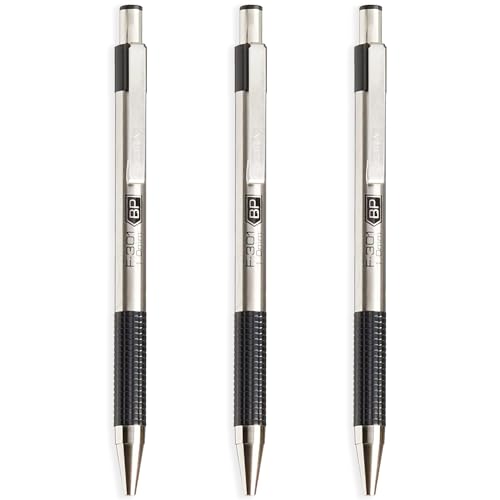 Zebra F-301 Kugelschreiber aus Edelstahl, ausziehbar, 1,0 mm breit, schwarze Tinte, 3 Stück Zebra F-301 Kugelschreiber aus Edelstahl, ausziehbar, 1,0 mm breit, schwarze Tinte, 3 Stück von Zebra Pen