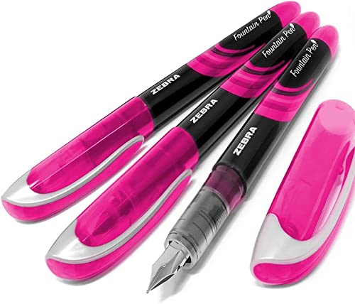 Zebra Fountain Pen Einweg-Füllfederhalter, rosafarbene Tinte, 3 Stück von ‎Zebra Pen