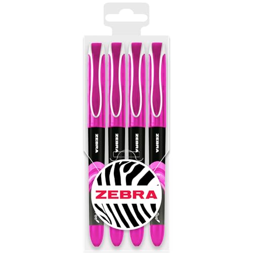 Zebra Fuente Einweg-Füllfederhalter, 1,0 mm feine Feder, 0,6 mm Strichbreite, 4 Stück, rosa Tinte von Zebra Pen
