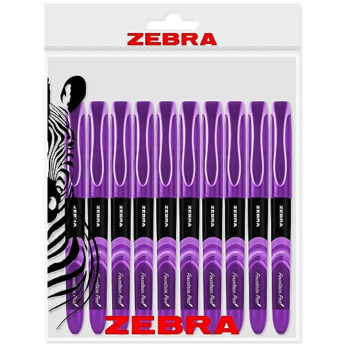Zebra Fuente Einweg-Füllfederhalter, 1,0 mm feine Feder, 0,6 mm Strichbreite, violette Tinte, 10 Stück von Zebra Pen