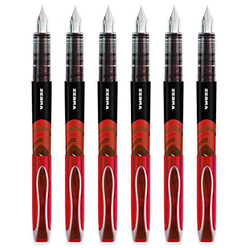 Zebra Fuente – Einweg-Füllfederhalter, rot Tinte, 6 Stück von ‎Zebra Pen