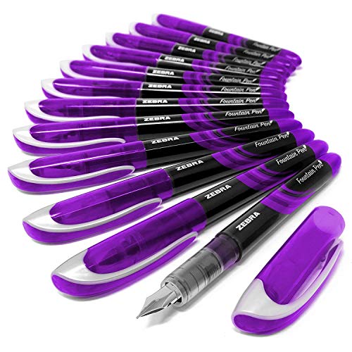 Zebra Fuente Einweg-Füllfederhalter, violette Tinte, 12 Stück von ‎Zebra Pen