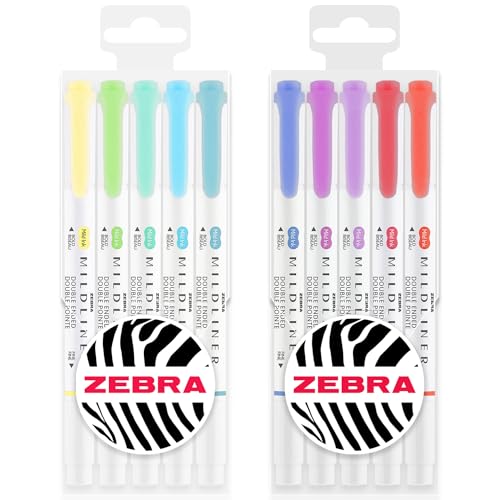 Zebra Pen Zebra Mildliner Creative Marker Textmarker, doppelseitig, Keil- und Rundspitze, 10 Stück 1 stück (10er Pack) von Zebra Pen