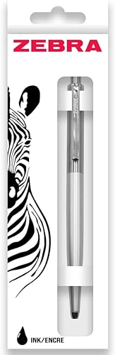Zebra Pen 901 schwarze Kugelschreiber, schlanker und stilvoller schwarzer Kugelschreiber, einziehbar und zuverlässig, schwarze Tinte, Premium-Kugelschreiber mit silberfarbenem Schaft, feine Spitze, 1 von Zebra Pen