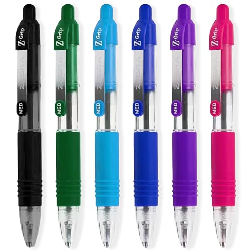 Zebra Pen Z-Grip Mini-Kugelschreiber, 11,4 cm Länge, Blau, Hellblau, Rosa, Violett, Grün + glatte schwarze Tinte, 6 Stück Zebra Pen Z-Grip Mini-Kugelschreiber, 11,4 cm Länge, Blau, Hellblau, Rosa, Violett, Grün + glatte schwarze Tinte, 6 Stück von Zebra Pen