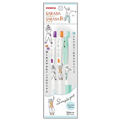 Zebra Sarasa R P-JJS29-SP-T Gel-Kugelschreiber, 0,02 Zoll (0,4 mm) & Sarasa Clip 0,02 Zoll (0,5 mm), Single Pop Trio Set von Zebra Pen