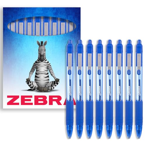 Zebra Z-Grip Kugelschreiber, einziehbar, 1,0 mm Spitze, Blau, 8 Stück von Zebra Pen