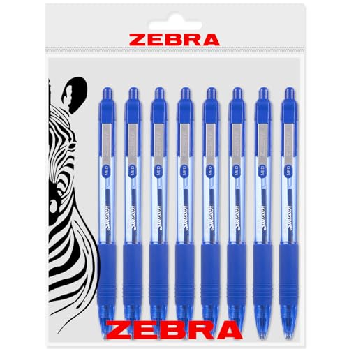 Zebra Z-Grip Kugelschreiber, einziehbar, 1,0 mm Spitze, Blau, 8 Stück von Zebra Pen
