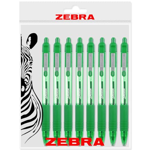 Zebra Z-Grip Kugelschreiber, einziehbar, 1,0 mm Spitze, Grün, 8 Stück von Zebra Pen