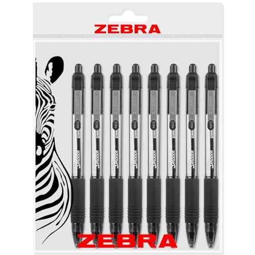 Zebra Z-Grip Kugelschreiber, einziehbar, 1,0 mm Spitze, Schwarz, 8 Stück von Zebra Pen