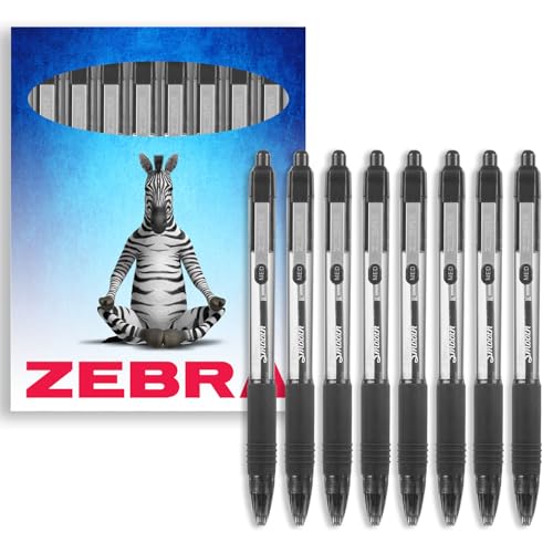 Zebra Z-Grip Kugelschreiber, einziehbar, 1,0 mm Spitze, Schwarz, 8 Stück von Zebra Pen