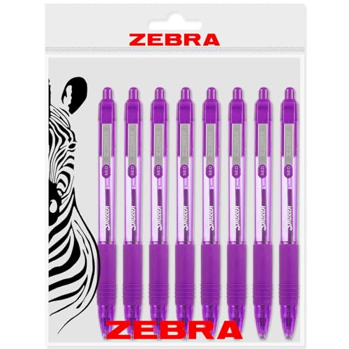 Zebra Z-Grip Kugelschreiber, einziehbar, 1,0 mm Spitze, Violett, 8 Stück von Zebra Pen