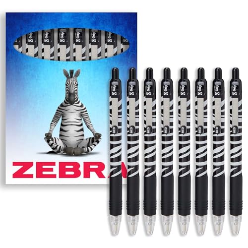 Zebra Z-Grip Kugelschreiber, flippig, Tiermuster, einziehbar, schwarze Tinte, 8 Stück (Zebra) von Zebra Pen