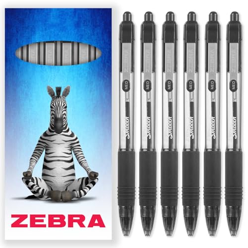 Zebra Z-Grip Kugelschreiber mit glatter Tinte, 1,0 mm, 6 Stück, in Zebra-Kartonverpackung, Schwarz von Zebra Pen