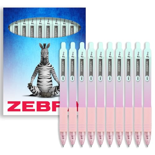 Zebra Z-Grip glatter Kugelschreiber, 1,0 mm, schwarze Tinte, Pastell-Ombre-Barrels, 10 Stück, in Geschenkbox aus Karton von Zebra Pen