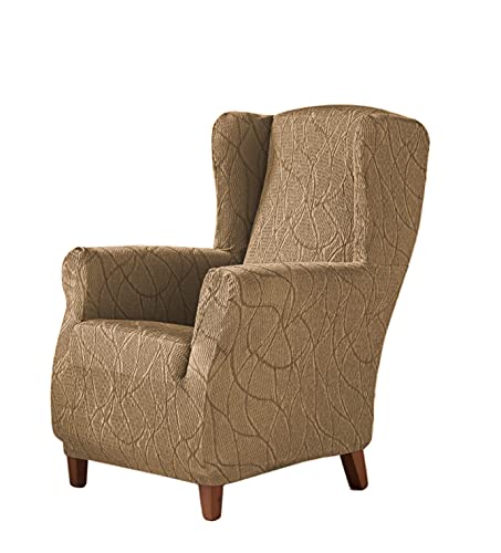 Zebra Textil Estoralis | Alexia | Ohrensesselbezug im modernen Design | Elastischer Jacquardstoff | Beige | Für Ohrensessel von 70 bis 110 cm. | Sesselschutz | Anpassbar an alle Arten von Sesseln von Zebra Technologies