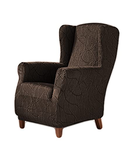 Zebra Textil Estoralis | Alexia | Ohrensesselbezug im modernen Design | Elastischer Jacquardstoff | Braun | Für Ohrensessel von 70 bis 110 cm. | Sesselschutz | Anpassbar an alle Arten von Sesseln von Zebra Technologies