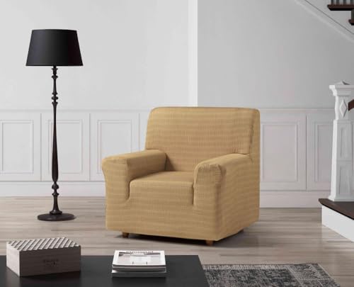Zebra Textil Estoralis | Vega Sofabezug im modernen Design | Elastischer Jacquardstoff | Beige | Für 1-Sitzer-Sofa von 70 bis 110 cm. | Sofaschutz | Anpassbar an alle Arten von Sesseln von Zebra Technologies