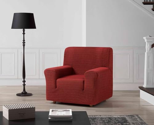 Zebra Textil Estoralis | Vega Sofabezug im modernen Design | Elastischer Jacquardstoff | Orange | Für 1-Sitzer-Sofa von 70 bis 110 cm. | Sofaschutz | Anpassbar an alle Arten von Sesseln von Zebra Technologies