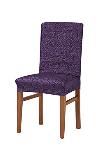 Estoralis | ALEXIA | Stuhlbezug im modernen Design| Elastischer Jacquardstoff | Violett | Für Stuhl mit Rückenlehne Größe 45x45cm. 50 cm hohe Rückenlehne | Stuhlschutz | Anpassbar an alle Stuhltypen von Zebra Technologies