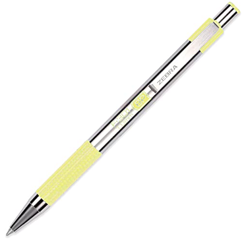 Zebra F-301 Kugelschreiber aus Edelstahl, 1,0 mm, mittlere Spitze, pastellgelb, blaue Tinte von Zebra Pen