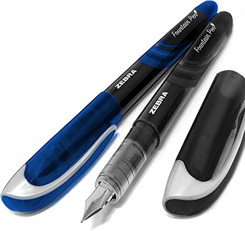 Zebra Fuente Einweg-Füllfederhalter, schwarze und blaue Tinte, 2 Stück von Zebra Pen