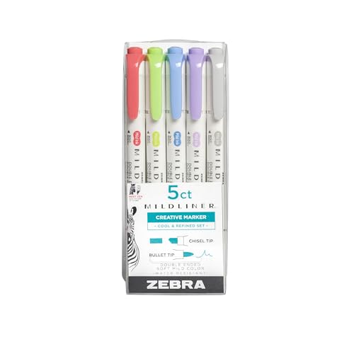 Zebra Mildliner Double Ended Marker Bold & Fine Point 5/Pkg-Cool & Refined von Zebra Textil